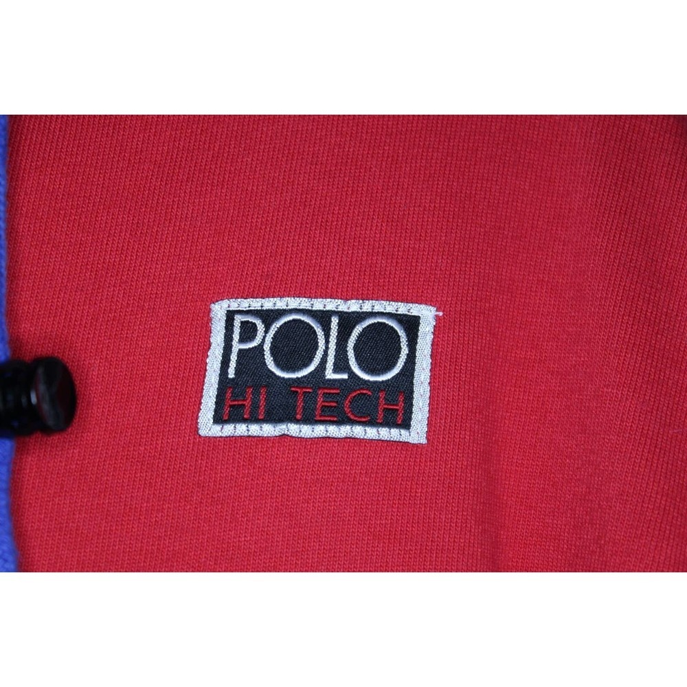 Vtg Polo Ralph Lauren Hi Tech Hoodie Hooded Sweatshirt Red Men's Medium H10242 - Picture 7 of 15